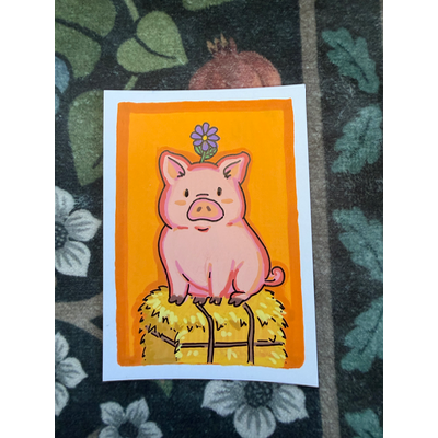 Sweet Lil’ Pig aceo art card thumbnail 1