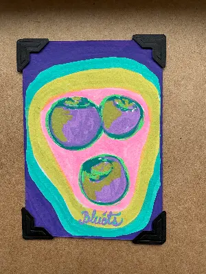 Neon Blueberries aceo art card thumbnail 2