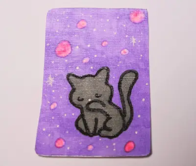 Space Cat #1 aceo art card thumbnail 2