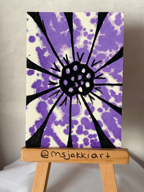 Purple Tie Dye Flower aceo art card
