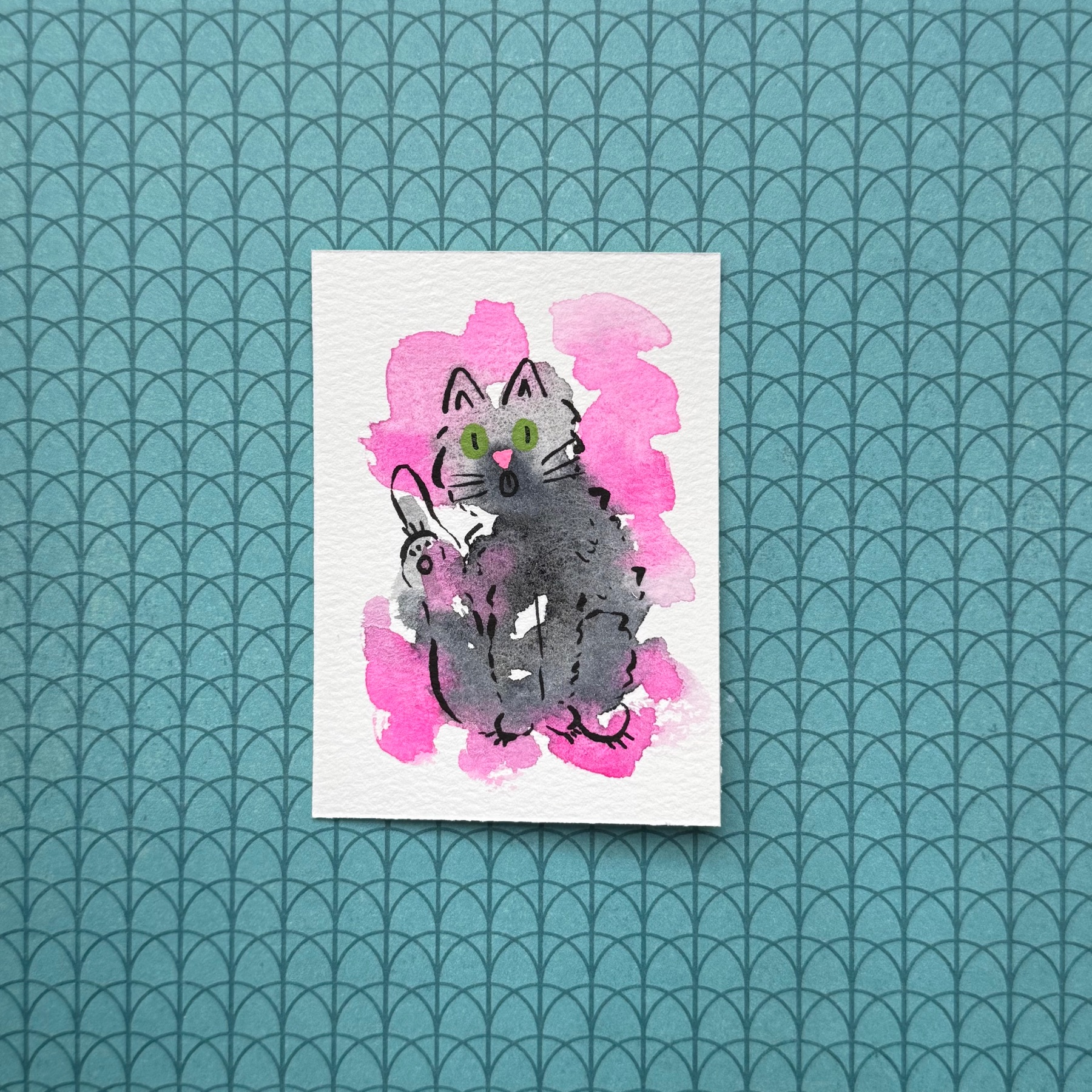 Black Kitty aceo art card