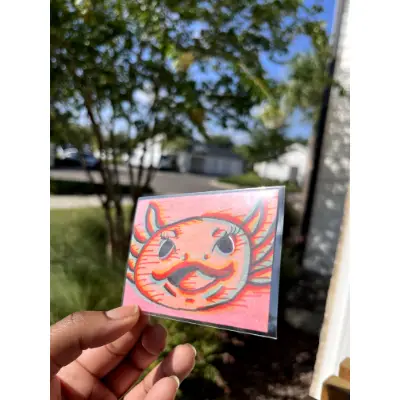 Glitchy Axolotl aceo art card thumbnail 2