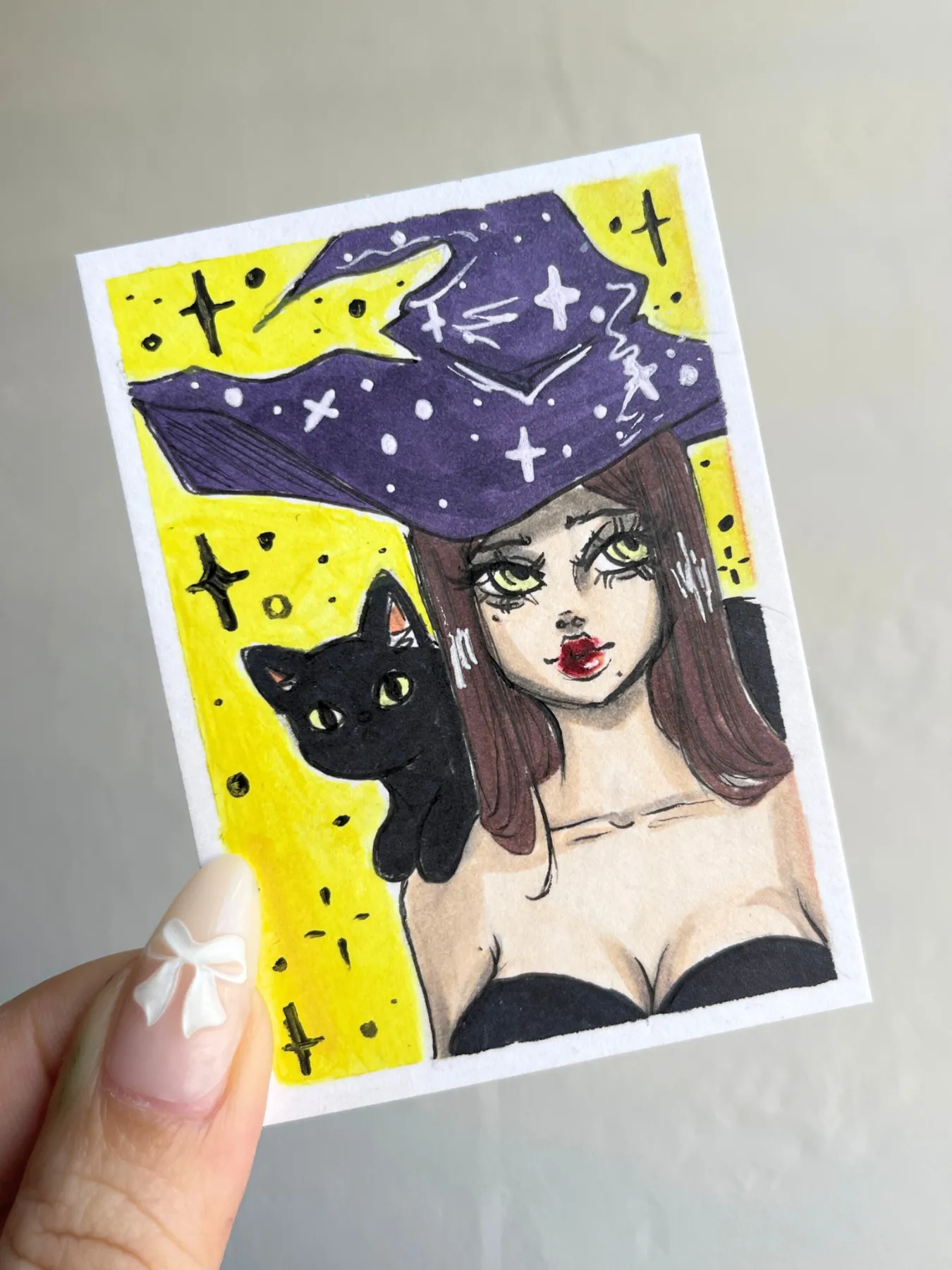 Witch and Her Cat aceo art card