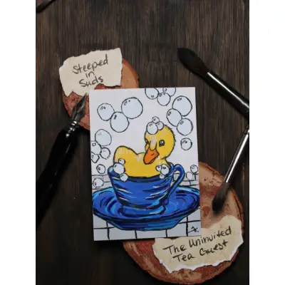 Steeped In Suds aceo art card thumbnail 1