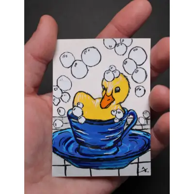 Steeped In Suds aceo art card thumbnail 2