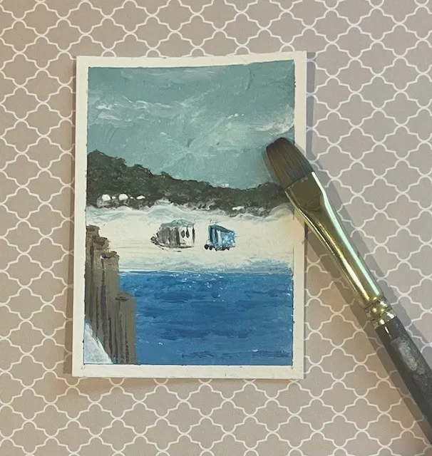 Bob Houses at the end of Winter aceo art card