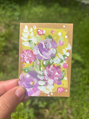 Acrylic Abstract Floral “Would You Mind?” aceo art card thumbnail 3