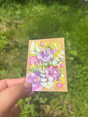 Acrylic Abstract Floral “Would You Mind?” aceo art card thumbnail 1