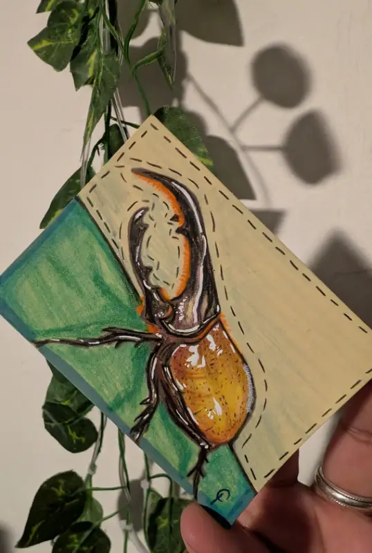 Hercules Beetle aceo art card