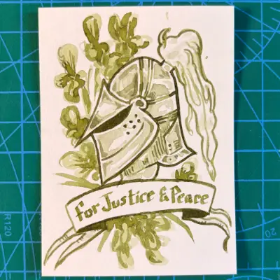 Knight of Justice (Knights of the Flowers 7/8) aceo art card thumbnail 1