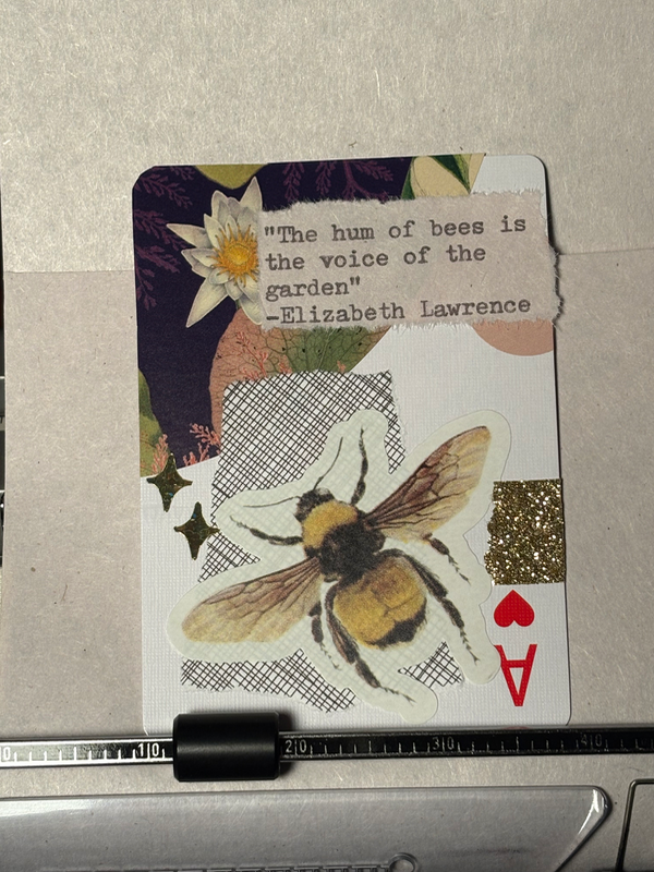 Birds & Bees #3 by Mazerzine bumble bee garden quote foral aceo art card