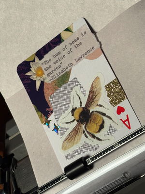 Birds & Bees #3 by Mazerzine bumble bee garden quote foral aceo art card thumbnail 2