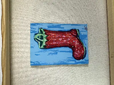 Strawberry Rain Boot aceo art card thumbnail 2