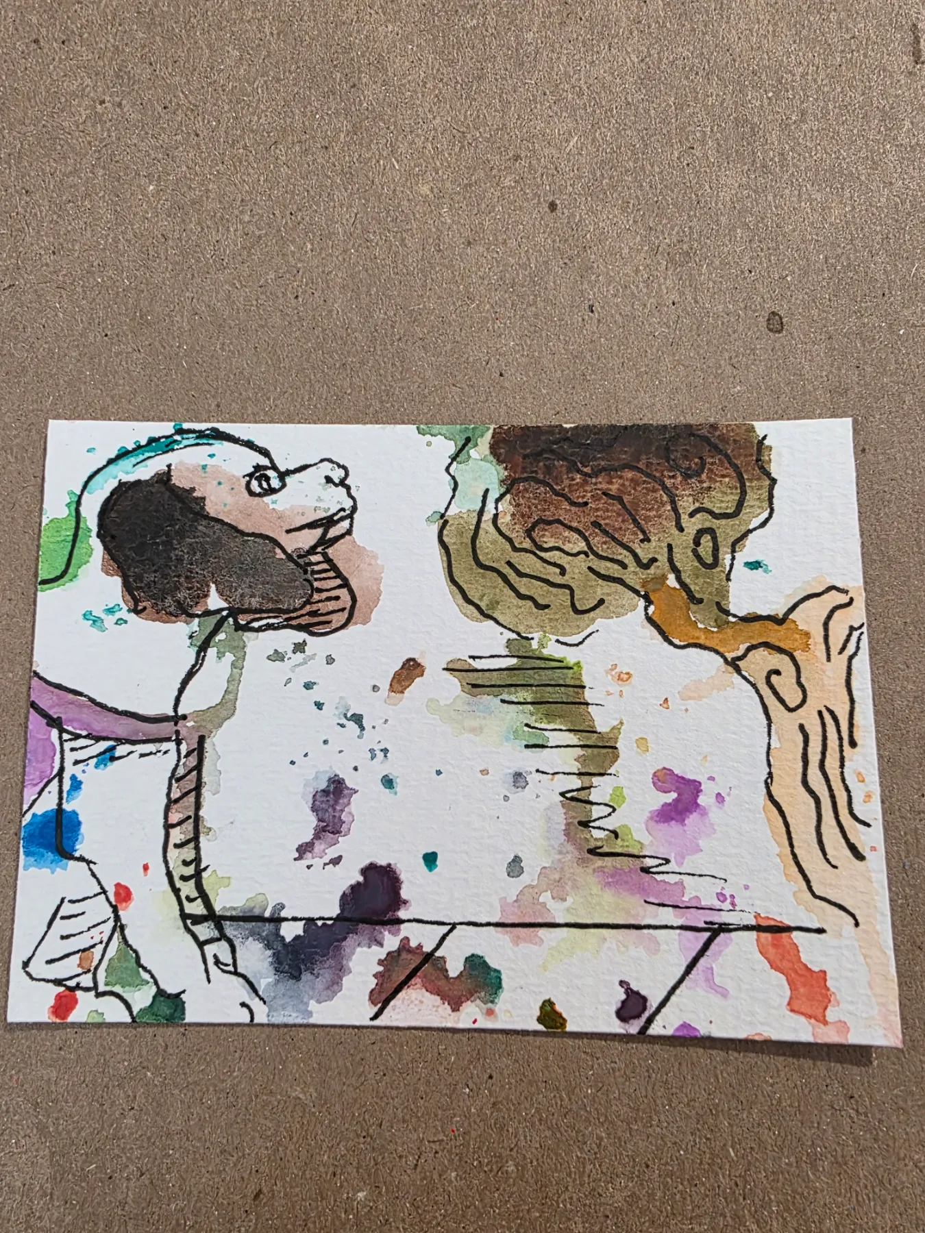 Dog Walk aceo art card