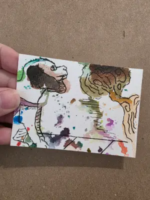 Dog Walk aceo art card thumbnail 2