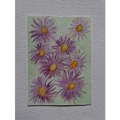 Purple Asters aceo art card thumbnail 2