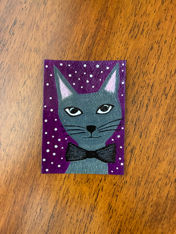 Bow Ties & Shooting Stars aceo art card