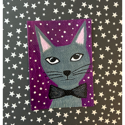Bow Ties & Shooting Stars aceo art card thumbnail 2