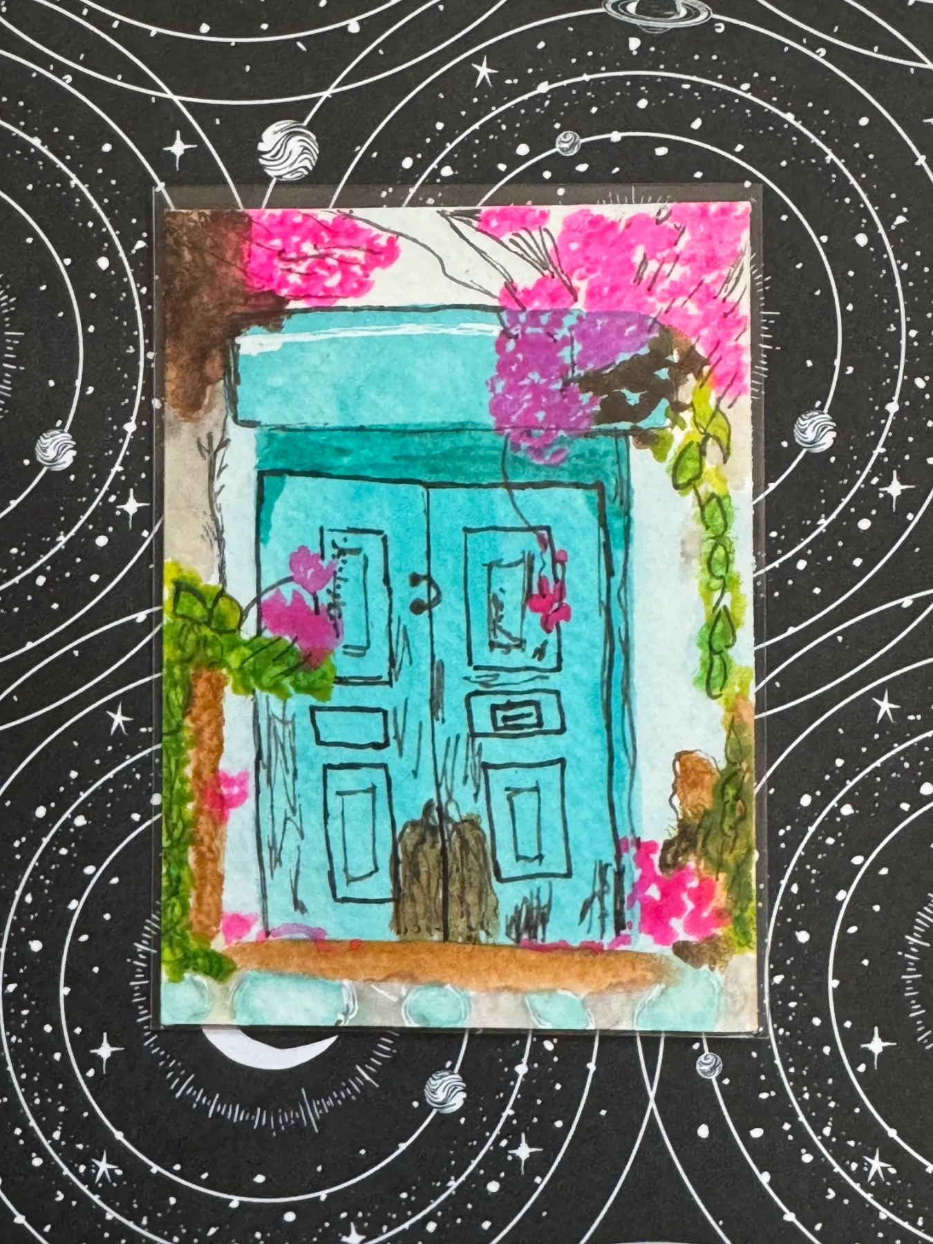 Colorful Doors Series #1 aceo art card