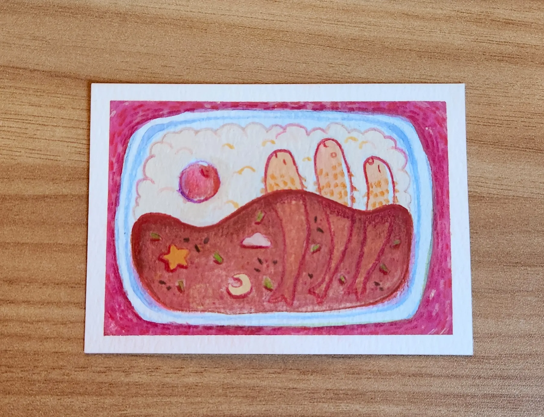 bed of rice aceo art card