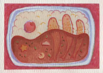 bed of rice aceo art card thumbnail 2