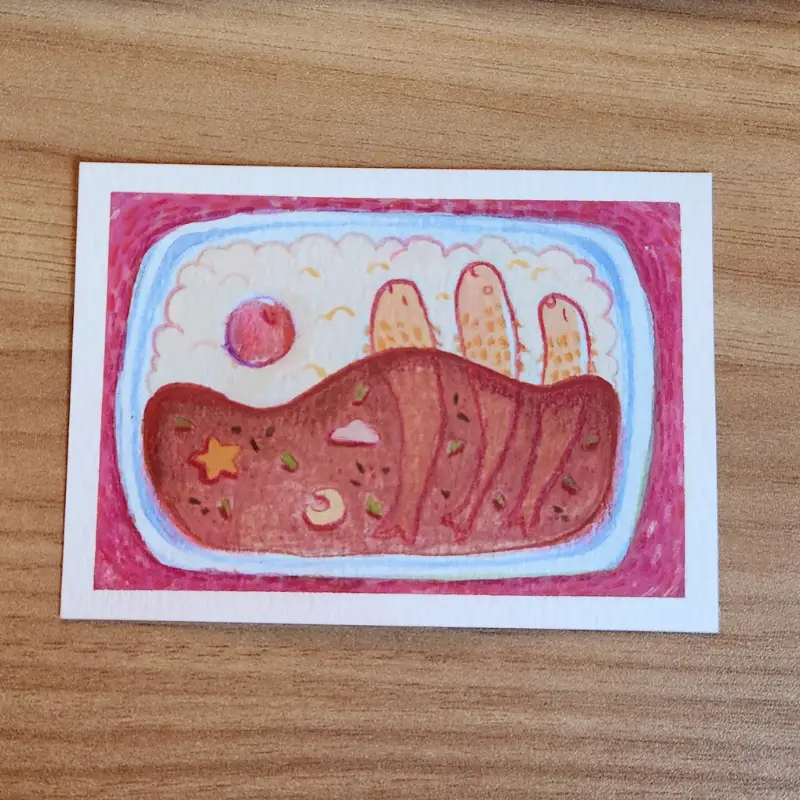 bed of rice aceo art card