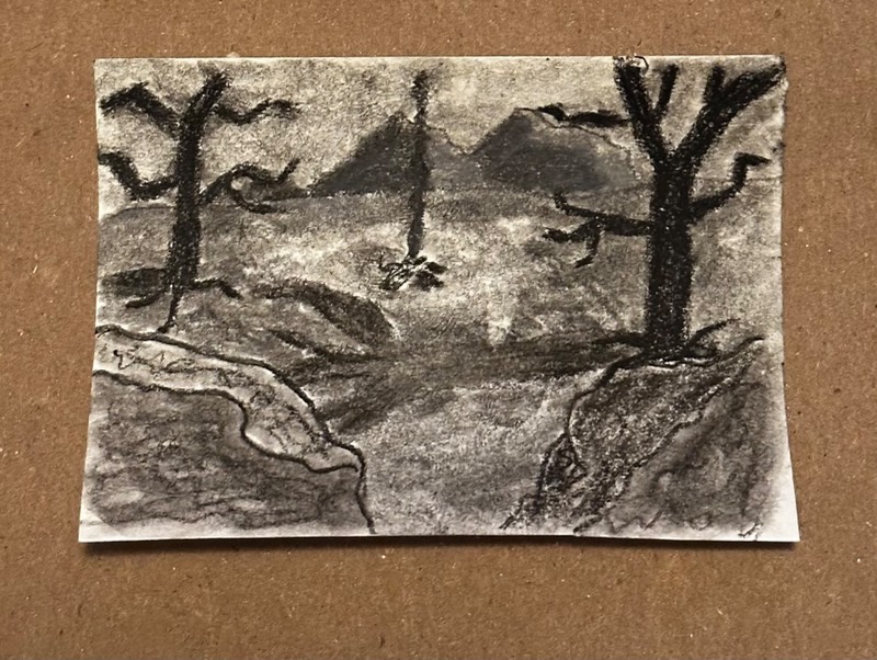 Charcoal Landscape - “Almost No Trace” aceo art card