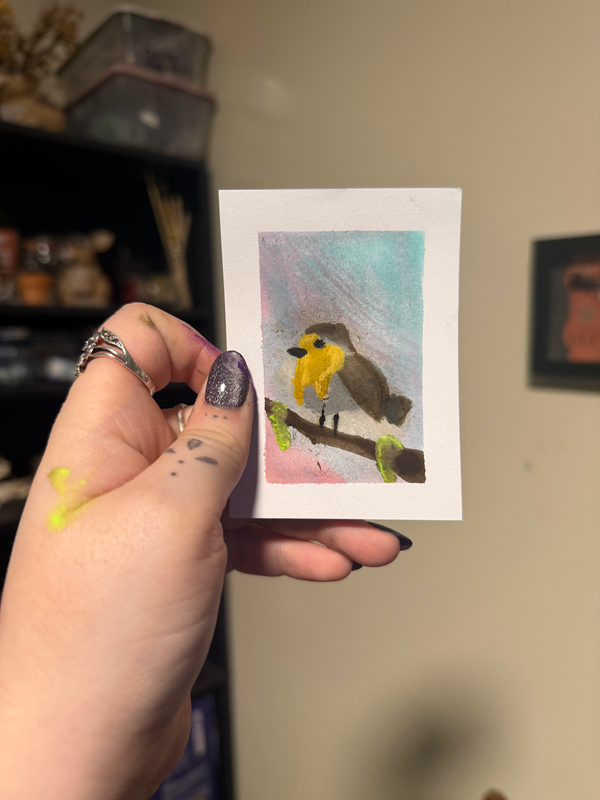 Bird branch aceo art card