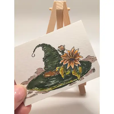 Forest Witch Hat aceo art card thumbnail 2