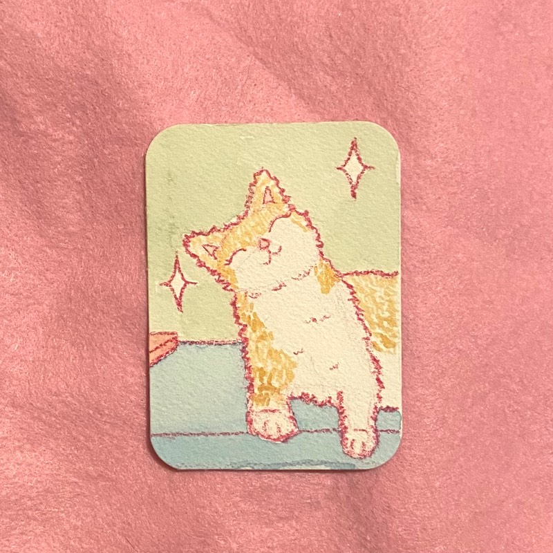 sparkly cat series 1/3 aceo art card