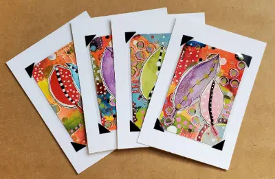 Happy Leaves aceo art card thumbnail 2