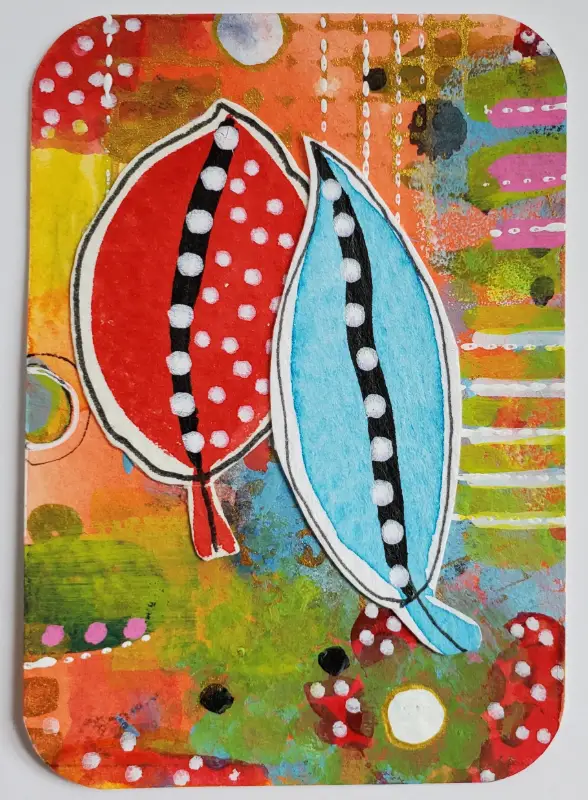 Happy Leaves aceo art card