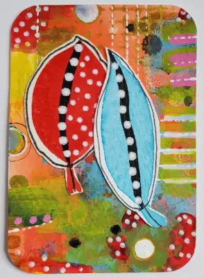 Happy Leaves aceo art card thumbnail 1