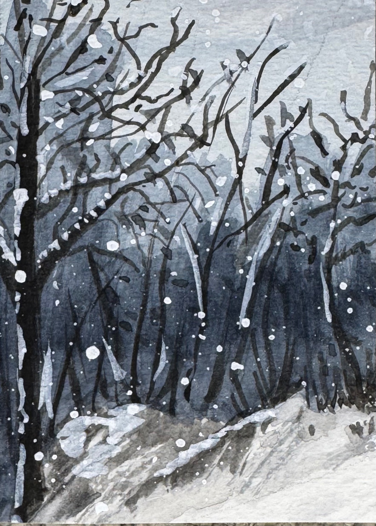 Wintery scene aceo art card