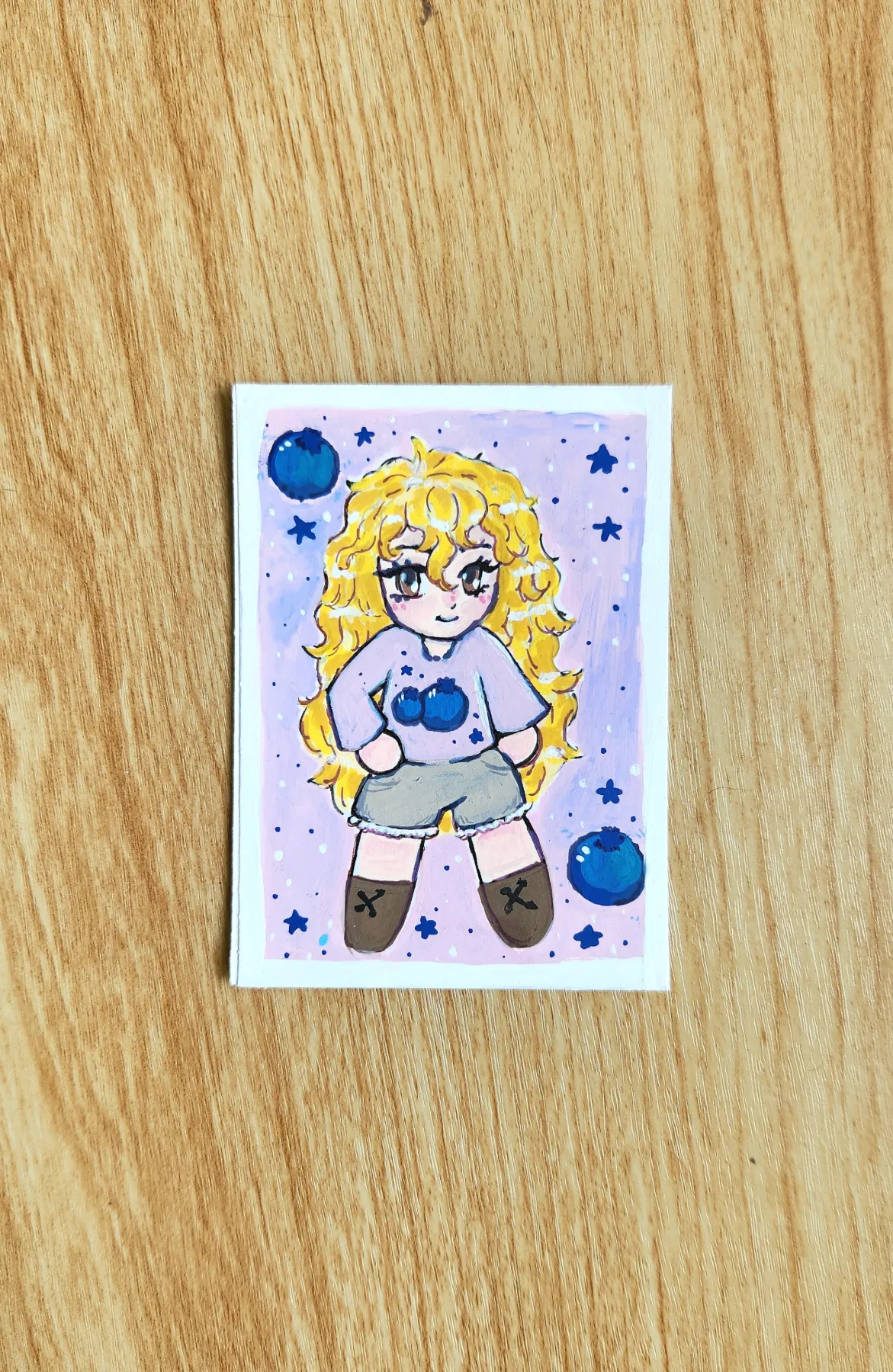 Blueberry Fruit Gal aceo art card