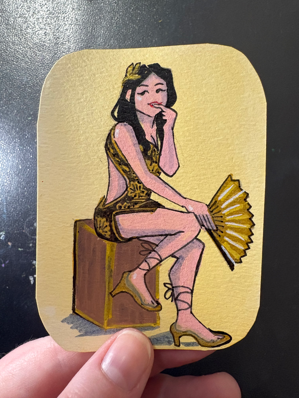 Golden Goddess Pinup aceo art card