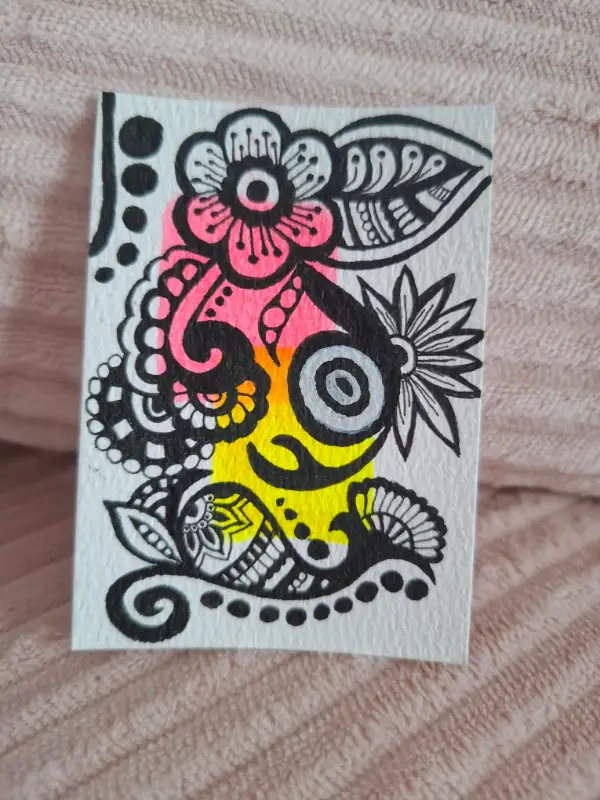 Flower zendoodle aceo art card