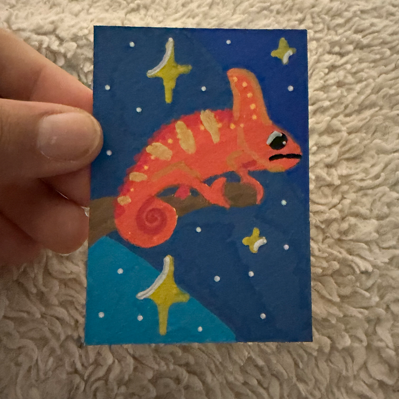 Lizard in Space II aceo art card
