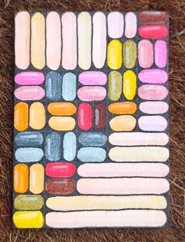 Log Cabin #2 - "Jelly Beans" aceo art card