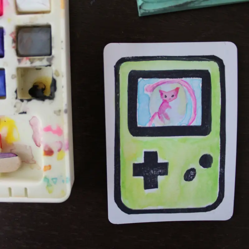 Gameboy Memories - Mew aceo art card
