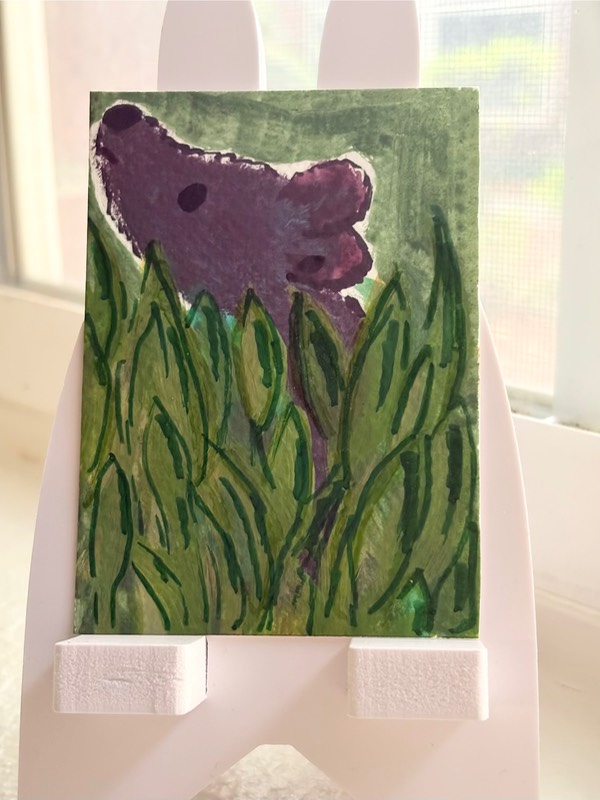 Pebbles the Lost Bear aceo art card