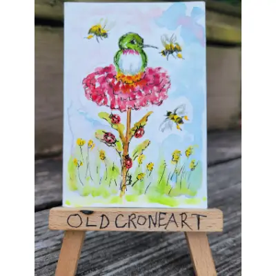 A Busy Reststop aceo art card thumbnail 2