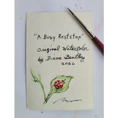 A Busy Reststop aceo art card thumbnail 4
