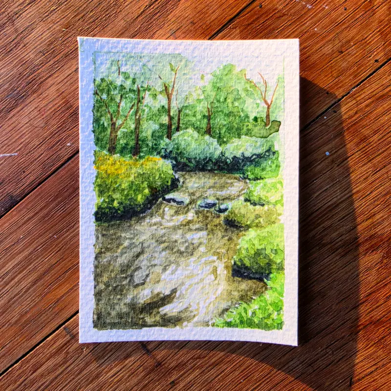 Flowing Stream aceo art card