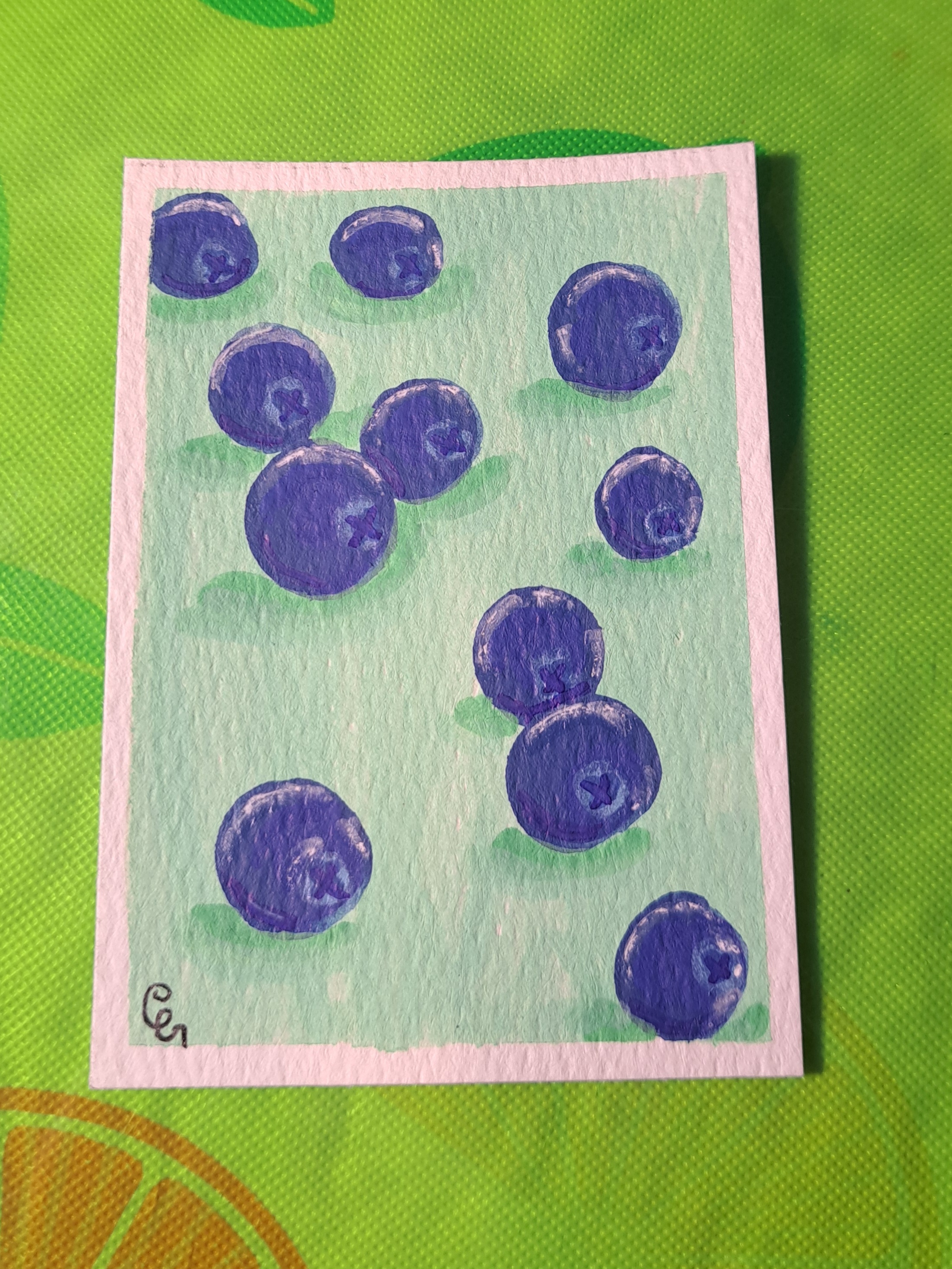 Blueberries aceo art card