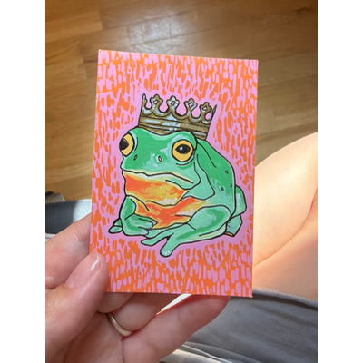 Frog Prince aceo art card thumbnail 1