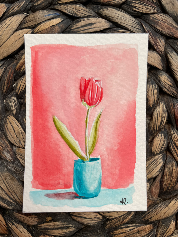 “It’s Okay to Hope” tulips in watercolor aceo art card