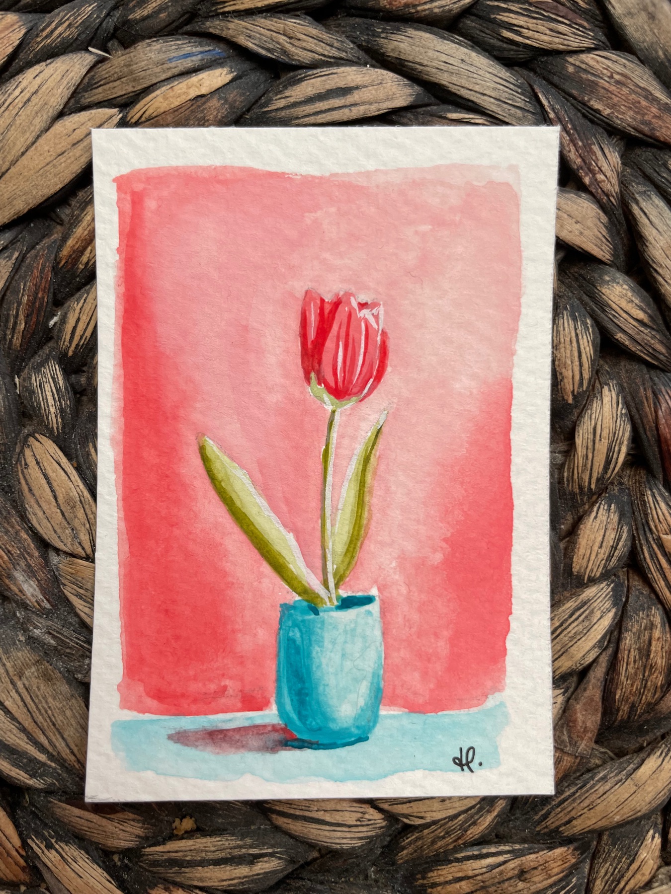 “It’s Okay to Hope” tulips in watercolor aceo art card