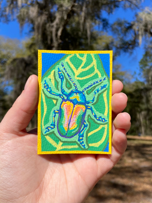 Dogbane Beetle aceo art card thumbnail 2