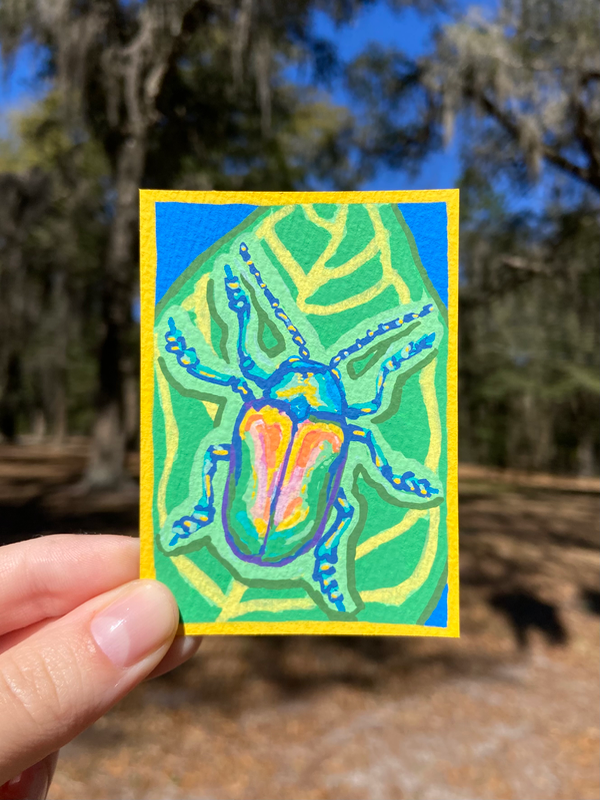 Dogbane Beetle aceo art card